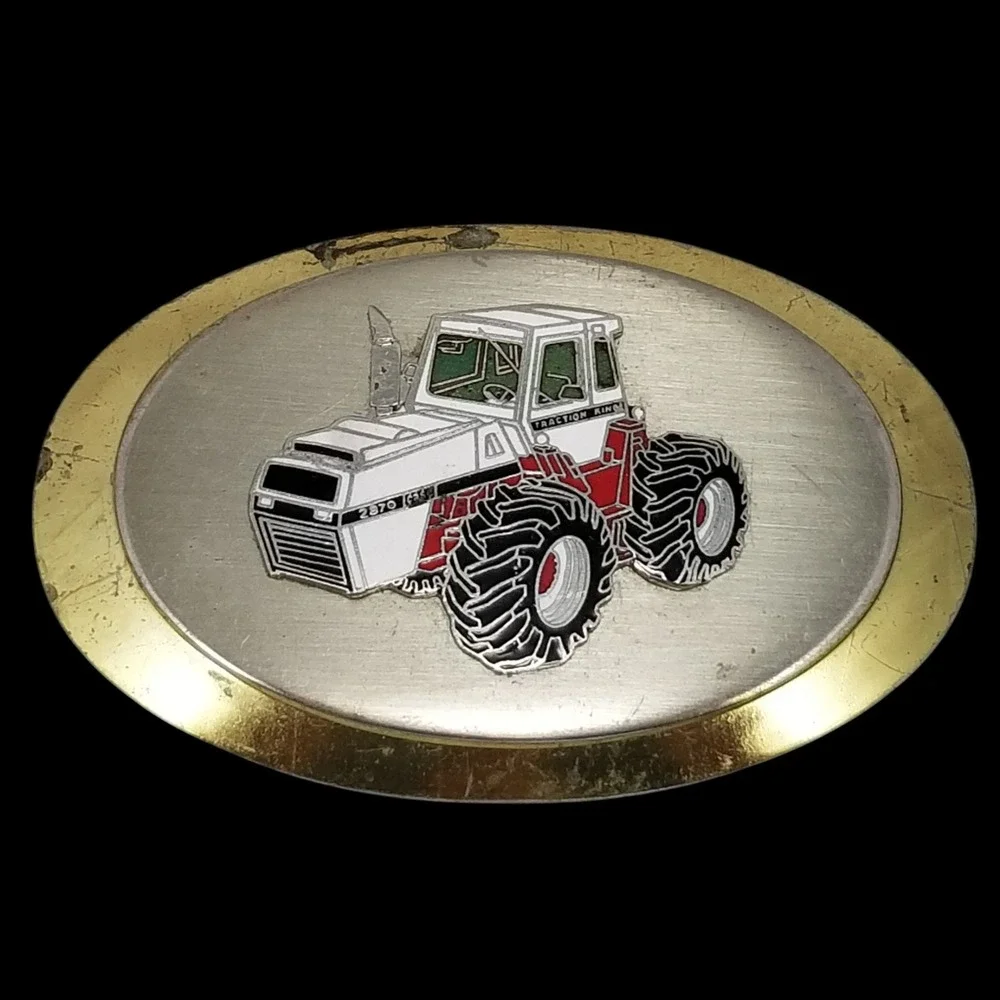 Vintage 2870 Gt4 Traction King Tractor Belt Buckle Oval Gold Tone Farm Equipment
